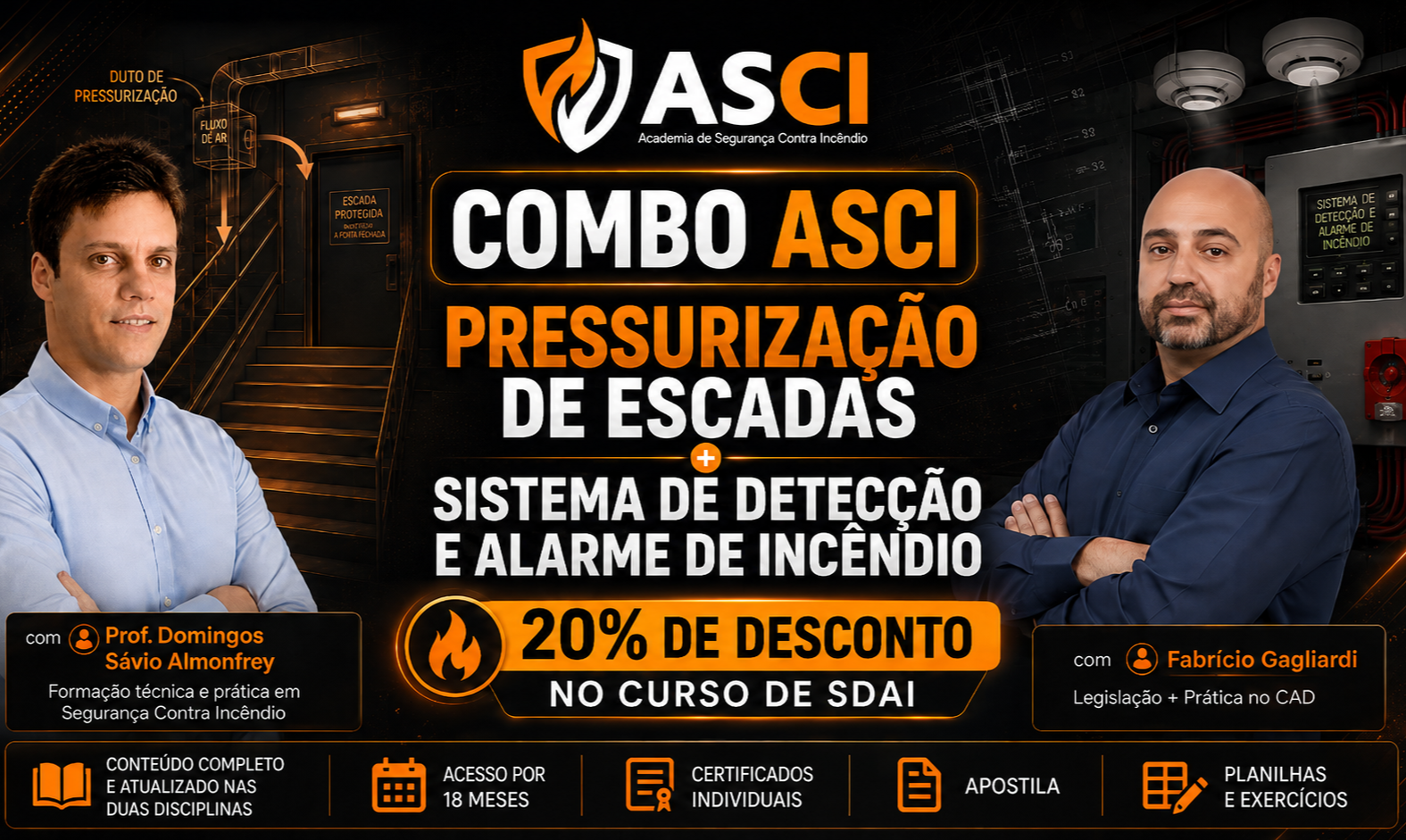 Capa oficial: Combo ASCI — Pressurização de Escadas + SDAI